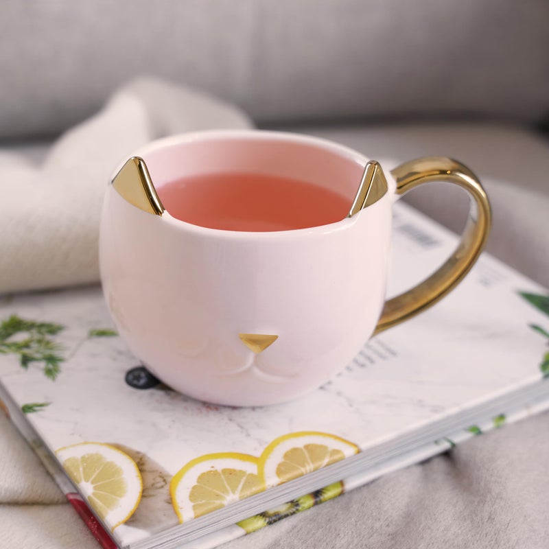 Pinky Up Chloe Cat Ceramic Coffee Mug, Tea Cups, Travel Mugs for Cappuccino, Latte, Hot Chocolate, Milk, Herbal Teas, 12 oz, Set of 1, Pink - Image 5